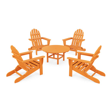 POLYWOOD Classic Folding Adirondack 5-Piece Conversation Group - Tangerine